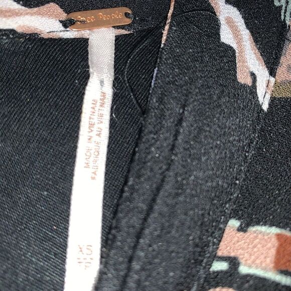 Free People Stella Mock Neck Mini Dress Black Graphic Print XS WhimsyGoth Boho - Picture 5 of 10